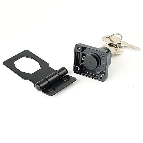 Mooche Door Lock Latch Cabinet Locks with Keys Hasp Lock, Stainless Steel Matt Black, 65mm/2.56¡¯¡¯, MMS1025-B - Thumbnail 5
