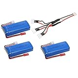 GoolRC 3Pcs Upgraded 7.4V 1300mAh 30C Lipo Battery with Connecting Cable for MJX X101 RC Quadcopter