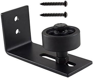 Adjustable Floor Guide for Sliding Barn Door - The Stay Roller Guide Sits Flush with Floor and Includes Ball Bearing for Smooth Roll, Screws for Installation, and Premium Quality Black Powder Coating
