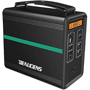BEAUDENS Portable Power Station, Lithium Iron Phosphate Battery LiFePO4, 2000 Cycles, 10 Years Life, 166Wh 110V/150W AC Outlet, Solar Generator for Outdoors Camping Travel Fishing Emergency Backup