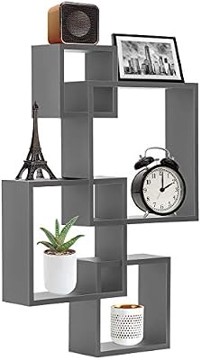 Sorbus Floating Shelf Square Interlocking Cubes With 4 Openings Decorative Wall Shelves Hanging Display For Photo Frames Collectibles And Home Decor Grey Wd Sq4 Grya Buy Online At Best Price In Uae