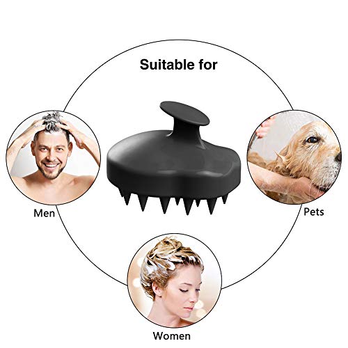 Hair Scalp Massager Shampoo Brush, MATOW Silicone Scalp Massage Brush Scalp Care Comb for Men, Women and Pet (BLACK) - Thumbnail 6