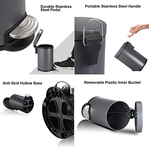 YCTEC 0.8 Gallon/3 Liter Mini Trash Can with Lid Soft Close, Removable