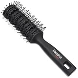 Baasha Hair Brush, Vent Brush For Men & Women, Vent Brushes For Hair, Vented Brush For Blow Drying, Mens Short Hair Brush With Ball Tipped Bristles, Best Mens Vented Brush For Wet or Dry Hair - Black