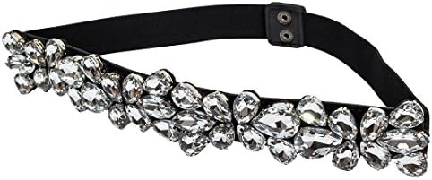 SanJL Women's Crystal Beaded Stretch Belts for Birthday Gifts