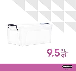 Superio Storage Bins with Lids- Clear Boxes for