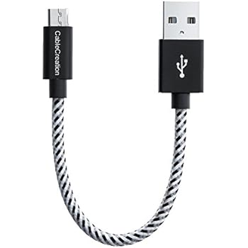 Short Micro USB Cable, CableCreation USB to Micro USB 24 AWG Triple Shielded Fast Charger Cable, Compatible with TV Stick, Chromecast, Power Pack, Android Phone, 0.5 FT Black