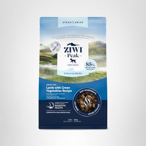 ZIWI PEAK STEAM & DRIED DOG FOOD – GRASS-FED LAMB W/VEGETABLES – HIGH PROTEIN, LOW CARB, ALL BREEDS & LIFESTAGES, FOR DIGESTIVE HEALTH (28.8OZ)