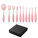 U-beauty(TM) 2016 Crazy Professional 10pcs/set Tooth Brush Shape Oval Makeup Brush Set Foundation Powder Brush Kits Box Set (Pink)