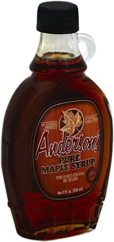 Anderson's Pure Maple Syrup -8 oz. Glass -Grade A Dark with Robust Flavor Natural Sweetener Alternative, Perfect for Pancakes, Waffles, French Toast And More