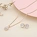 Ammei Bridal Wedding Jewelry for Brides with Crystal Side Comb Earrings Necklace Bracelets 5 Pieces (Rose Gold)