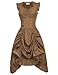 Belle Poque Steampunk Gothic Ruffled Dress Vintage Ruched Sleeveless Renaissance Dress S Coffee
