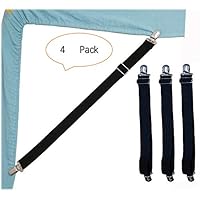 Aiamo 4Pcs Double Head Bed Sheet Holder, Adjustable Fasteners Suspenders Gripper, Elastic Straps Clips for Various Bed Sheets, Mattress Covers, Sofa Cushion, Hospital Beds, Inflatable Beds(4,Black)