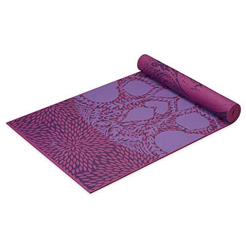 Gaiam Yoga Mat Premium Print Reversible Extra Thick Non Slip Exercise & Fitness Mat for All Types of Yoga, Pilates & Floor Exercises, Lilac Aurora, 6mm