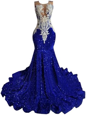 Amazon.com: Keting Royal Blue Halter Neck Mermaid Sequined Prom Evening  Gala Dress Shower Party Celebrity Pageant Gown: Clothing, Shoes & Jewelry