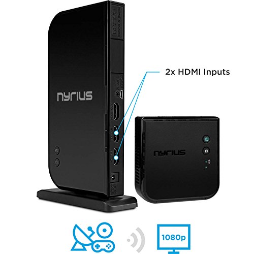 Nyrius ARIES Home+ Wireless HDMI 2x Input Transmitter & Receiver for Streaming HD 1080p 3D Video and Digital Audio from Cable box, Satellite, Bluray, DVD, PS4, PS3, Xbox One/360, Laptops, PC (NAVS502)