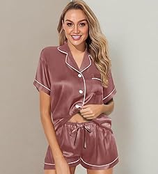 WJing Yi Jia Womens Pajama Sets XS-4XL Silk Satin