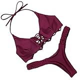 MOOSKINI Women's 2 Pcs Bikini Brazilian Bottom Braided rope Swimsuit Swimwear