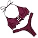 MOOSKINI Women's 2 Pcs Bikini Brazilian Bottom Braided rope Swimsuit Swimwear