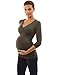 PattyBoutik Mama V Neck Empire Waist Maternity Tunic Top (Dark Olive Green M)
