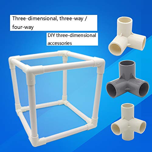 Castuvy PVC three-dimensional three-way/four-way kit, DIY Shoe Cabinet Right angle Shelf Plastic Water Supply Pipe Fittings, Furniture Grade, Suitable for T tube with outer diameter 1",White (8 Pack) - Thumbnail 3