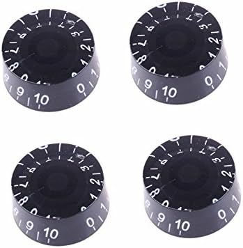 MusicOne Black Speed Control Knobs For Gibson Les Paul Replacement Guitar Pots Tone Volume Knobs Pack Of 4Pcs (Black With White)
