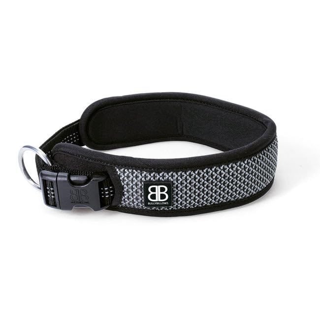 Active Light Cotton & Mesh Dog Collar, Lightweight and Adjustable, Comfortable for Dogs | Black | Medium