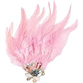 Rhinestone Leaf Feather Brooch for Women Fashion Crystal Acrylic Ball Bead Branch Lapel Hair Pins Delicate Christmas Wedding Cocktail Party Dress Accessories Jewelry Gift