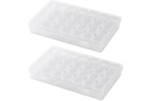 2 Pack 28 Grids Storage Containers, Clear Bead Organizer Box for Painting Tools and Craft Supplies, Includes Labels, Stackabl