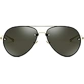 Freckles Mark Classic Oversized Aviator Sunglasses Vintage Retro Gold Metal Frame Clear Colorful Lenses 62mm