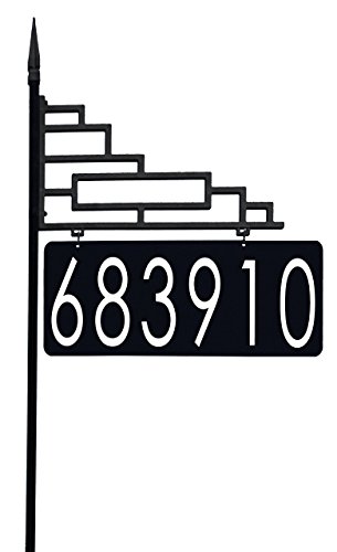 Address America USA Handcrafted Extra Large Contemporary Reflective 911 Yard Address Sign - 6" Numbers on Both Sides, 47" Pole - XL