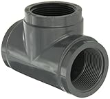 GF Piping Systems PVC Pipe Fitting, Tee, Schedule 80, Gray, 1/2