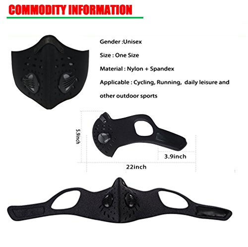 MoHo Dust Mask, Upgrade Version Activated Carbon Dustproof Mask Windproof Foggy Haze Anti-Dust Mask Motorcycle Bicycle Cycling Half Face Mask for Outdoor Activities (Black+Gray) - Thumbnail 3