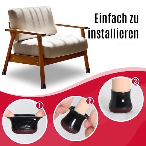 OCONDA 24 Pieces Silicone Round Chair Pads Furniture Leg Pads Pads for Furniture Legs Protect Floor from Black Noise (Fit:14-20mm)