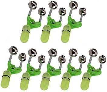 8 PCS LED Night Fishing Rod Bite Bait Alarm Light Twin Bells Clip Alerter