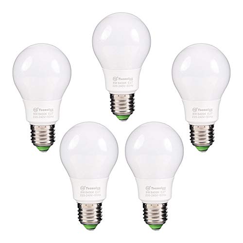 A60 8W E27 LED Light Bulb Cool White 6400K 640LM (Pack of 5)