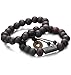 Jstyle 2 Pcs 11mm Wood Bead Bracelet for Men Women Tibetan Buddhist Prayer Link Cool