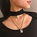 Krun Punk Style Lock Necklace Pendant Influx Men Women Y Shaped Long Multilayer Chain Fashion Jewelry