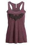 Womens Bat Design Vintage Purple Loose Fit Tank Top Muscle Tee