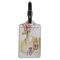 Semtomn Luggage Tag Animal Cute Bunny Rabbit Watercolor Baby Birthday Cartoon Celebration Suitcase Baggage Label Travel Tag Labels