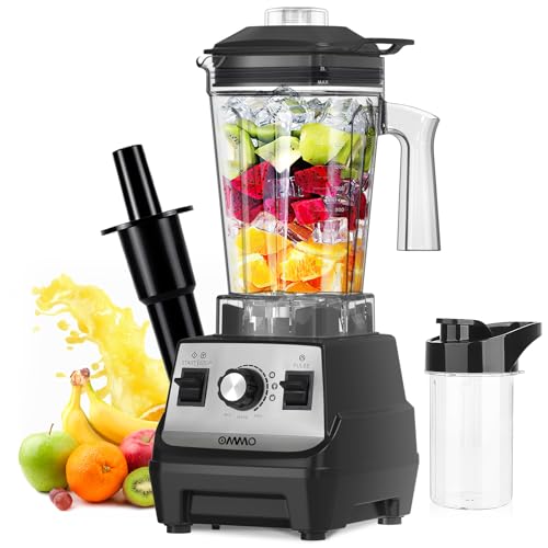 OMMO 1.8L Professional Blender Blender, 1800W Smoothie Blender for Shakes and Smoothies, 1 x 300ml Portable Bottle BPA Free, Pulse Function, Crushed Ice, Dishwasher Safe