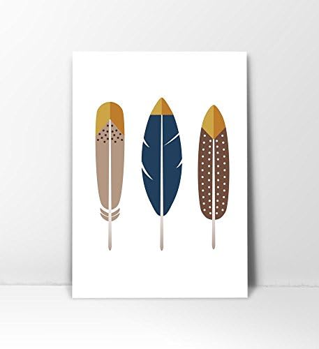 Feather Print, Tribal Print, Feather Art Print, Feather Art, Tribal Nursery Print, Bohemian Print, Boho Wall Decor, Gold Navy, Colorful Feather, Bohemian Art, Boho Art Print, Feather Wall Print, 8x10