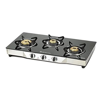 Bajaj CGX 3 SS Eco Stainless Steel 3 Burner Gas Stove, Black/Silver