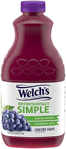 Welch's Refreshingly Simple Juice, No Preservatives, No High Fructose Corn Syrup, Concord Grape, 59 Ounce (Pack of 8)