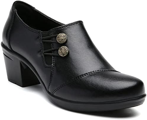 MSJICHE Womens Loafer Shoes Block Heel Wedge Pump Zipper Leather 並行輸入品 Loafers - Panache Shoe Company