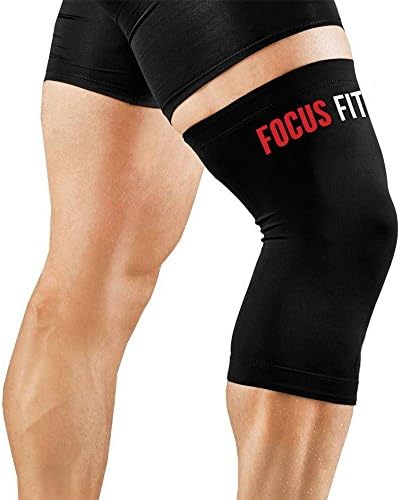 Focus Fitness Knee Sleeve for Men & Women - #1 Copper Compression Sleeve, Recovery Support | 88% Highest Quality Copper Content GUARANTEED - Muscle Support (Large)