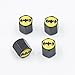 INCART Universal Steel (4pcs) Car Tire Valve Stem Air Caps Cover + (1pcs) Keychain Fashion Style Cool Batman Black