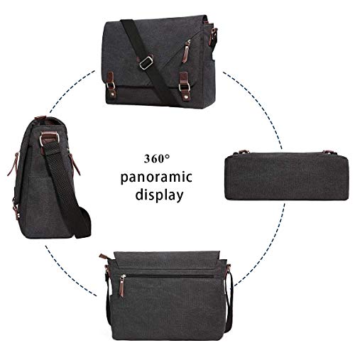 ibagbar Canvas Laptop Messenger Bags 14 Inch Crossbody Shoulder Bag