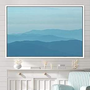 signwin Framed Canvas Wall Art Blue Sunset Abstract...