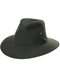 Jaxon Cotton Oilcloth Safari Fedora Hat (Small) Olive Green